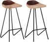 Barhocker MUKE 2er Set Hellbraun Echtleder | Barstühle Küchenhocker Thekenhocker für Küche Hausbar Bild 2
