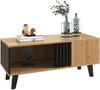 Couchtisch Holzoptik Schwarz modern mit viel Stauraum, Wohnzimmertisch mit Fach und Ablagen Bild 5