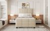 Merax Polsterbett 90 x 190 cm Kinderbett, Jugendbett, mit Ausziehbett, flaches Einzelbett in hautfreundlichem Samtstoff (beige) Bild 5