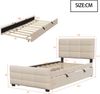 Merax Polsterbett 90 x 190 cm Kinderbett, Jugendbett, mit Ausziehbett, flaches Einzelbett in hautfreundlichem Samtstoff (beige) Bild 4
