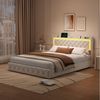 Furnishings Home Polsterbett Stauraumbett Doppelbett LED, Samtstoff (1-tlg), Mit 4 Schubladen, LED-Beleuchtung, USB-Anschluss, 140x200 cm Bild 5