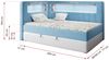 Boxspringbett mit LED, Einzelbett mit Bettkasten und Topper - JUNIOR GOLD 3 - 90x200 cm - Blau und Weiß - Linke Seite Bild 4