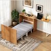 Merax Einzelbett, 90x200cm Kinderbett, Klappbett mit drehbarem Schreibtisch und Matratze, platzsparendes Schrankbett mit Rollen, Natur Bild 2