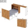 Merax Einzelbett, 90x200cm Kinderbett, Klappbett mit drehbarem Schreibtisch und Matratze, platzsparendes Schrankbett mit Rollen, Natur Bild 4