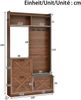 Merax Kompaktgarderobe, Garderobenschrank für Diele mit 2 Klappschuhfächern, Ganzkörperspiegel, per App farbverstellbare LED, Metallgriffe, Nussbaum Bild 4