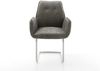 Freischwinger Zoa-Flex Mikrofaser Grau Antik Freischwinger rund Edelstahl Taschenfederkern Bild 2