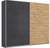 rauch Quadra, Kleiderschrank, Schiebetürenschrank, 2-türig, mit 3 Kleiderstangen und 6 Einlegeböden, Farbe Grau metallic/Eiche Artisan, BxHxT 271x229x62cm Bild 3