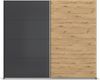 rauch Quadra, Kleiderschrank, Schiebetürenschrank, 2-türig, mit 3 Kleiderstangen und 6 Einlegeböden, Farbe Grau metallic/Eiche Artisan, BxHxT 271x229x62cm Bild 2