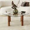 Dmora Wohnzimmertisch Gran, Niedriger Wohnzimmertisch, Kaffeeregal, Couchtisch für Sofa, 80x80h40 cm, Nussbaum und Transparent Bild 4