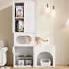 Merax Katzentoilettenschrank, Haustierschrank, Haustier-Aufbewahrungsschrank, für 2 Katzentoiletten, mit Kratzsäule und Ruhebereich, Haustierschrank für Katzen und Hunde, weiß, 140 x 45 x 195 cm Bild 5