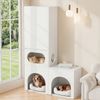Merax Katzentoilettenschrank, Haustierschrank, Haustier-Aufbewahrungsschrank, für 2 Katzentoiletten, mit Kratzsäule und Ruhebereich, Haustierschrank für Katzen und Hunde, weiß, 140 x 45 x 195 cm Bild 2