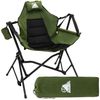 ECD Germany Campingstuhl Klappstuhl mit Stahlgestell Getränkehalter Nackenkissen & Tasche, Angelstuhl faltbar Faltstuhl mit Verstellbare Rückenlehne bis 150 kg Bild 1