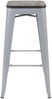 2er-Set Barhocker HWC-A73 inkl. Holz-Sitzfläche, Barstuhl Tresenhocker, Metall Industriedesign stapelbar ~ grau Bild 4