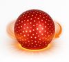 formano LED Deko-Kugel Drehend Rot 15 cm Glaskugel Timer 6h/18h Weihnachten Deko - mattes Farbglas mit Stern-Dekor - winterlichem Dekor - Herbst Winter Weihnachtsdeko für Tisch Regal Fensterbank Bild 5