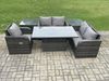 Fimous 5-Sitzer Rattan Möbel Garten Dining Set im Freien Höhenverstellbarer Aufsteigenderr Tisch Liebe Sofa Stuhl mit 2 Beistelltischen Bild 2