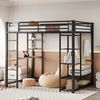 Flieks Hochbett Kinderbett Metallbett 140x200cm mit Tisch und Stauraum Bild 3