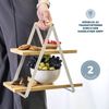 Etagere mit 2 Etagen aus Bambus und Metallgestell in Mattweiß - Perfekt zum Servieren von Obst Bild 3