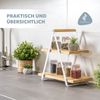 Etagere mit 2 Etagen aus Bambus und Metallgestell in Mattweiß - Perfekt zum Servieren von Obst Bild 5
