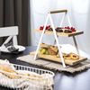 Etagere mit 2 Etagen aus Bambus und Metallgestell in Mattweiß - Perfekt zum Servieren von Obst Bild 2