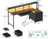 Coleshome Schreibtisch mit Schubladen 140x48cm Schwarz Umkehrbarer Computertisch Bild 3