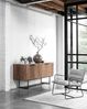 Sideboard Odeon Teak, Massivholz im Industrial Stil, natur, Metallgestell, 185x45x84 cm Bild 3