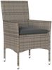 vidaXL 3-tlg. Garten-Essgruppe mit Kissen Grau Poly Rattan und Glas 3278621 Bild 3