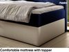 MEBLINI Kinderbett mit Bettkasten GARETH 3 90x200 Links – H3/Blau Samt Gepolstert Einzelbett mit Matratze - Polsterbett mit Stauraum - Bett mit Kopfteil – Stauraumbett Bild 4