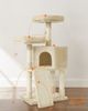 FEANDREA Kratzbaum klein, Katzenbaum mit Kratzbrett, Plattformen, für Katze, weicher Plüsch, 115 cm, vollständig mit Sisal umwickelte Säule, beige Bild 2