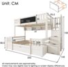 Merax Etagenbett 90x200 & 140x200cm Jugendbett Hochbett/Stockbett aus Massivholz mit Kreidetafel, Stauraum-Treppe, 2 Schubladen und Leiterschrank, Weiß Bild 4