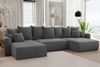 MEBLINI Schlafcouch mit Bettkasten - 350 x 160 x 78 cm - Dunkelgrau Cordstoff - NAPLES - Ecksofa mit Schlaffunktion - Sofa mit Relaxfunktion und Kopfstützen - Couch U-Form - Eckcouch - Wohnlandschaft Bild 2