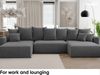 MEBLINI Schlafcouch mit Bettkasten - 350 x 160 x 78 cm - Dunkelgrau Cordstoff - NAPLES - Ecksofa mit Schlaffunktion - Sofa mit Relaxfunktion und Kopfstützen - Couch U-Form - Eckcouch - Wohnlandschaft Bild 3