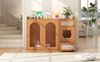 Katzenkloschrank B 120 x T 45 x H 76 cm, MDF und Glas, 5-in-1 in Nussbaum-Optik Bild 4