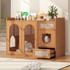 Katzenkloschrank B 120 x T 45 x H 76 cm, MDF und Glas, 5-in-1 in Nussbaum-Optik Bild 2