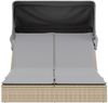 vidaXL Doppel-Sonnenliege mit Dach und Auflagen Beige Poly Rattan 368640 Bild 3