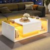 HAUSS SPOLE Couchtisch mit Schublade und LED, Weiß mit gehärtetem Glas, 100x50x31 cm Bild 5
