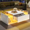 HAUSS SPOLE Couchtisch mit Schublade und LED, Weiß mit gehärtetem Glas, 100x50x31 cm Bild 4