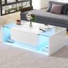 HAUSS SPOLE Couchtisch mit Schublade und LED, Weiß mit gehärtetem Glas, 100x50x31 cm Bild 3