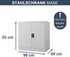 Aktenschrank abschließbar BEATA - 3 Ebenen verstellbar, Flügeltüren | Metallschrank Werkstatt Mehrzweckschrank Büroschrank aus Stahl Werkzeugschrank, 93x90x60cm Grau Bild 2
