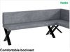 MEBLINI Eckbank für Esszimmer mit ausziehbarem Tisch - Küchenbank - Essecke - Sitzecke Küche - TONI - X-Beine 142x196x87cm Rechts - Grau Samt/B Schwarz Hochgl. Bild 5