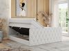 Boxspringbett, Doppelbett mit Fußteil, Multipocket-Matratzen und Topper, gestepptes Kopfteil und Front - MIREN KING DUO - 200 x 200 cm - Weiß Kunstleder - H4 Bild 3