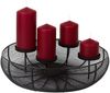 BURI Adventskranz Metallschale Schwarz Ø 36 cm | Moderner Adventskranz aus Drahtgeflecht mit 4 Kerzenhaltern | Adventskorb | Stilvolle Weihnachtsdeko inkl. 4 bordeauxfarbene Stumpenkerzen Bild 1