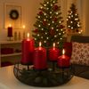 BURI Adventskranz Metallschale Schwarz Ø 36 cm | Moderner Adventskranz aus Drahtgeflecht mit 4 Kerzenhaltern | Adventskorb | Stilvolle Weihnachtsdeko inkl. 4 bordeauxfarbene Stumpenkerzen Bild 2
