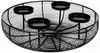 BURI Adventskranz Metallschale Schwarz Ø 36 cm | Moderner Adventskranz aus Drahtgeflecht mit 4 Kerzenhaltern | Adventskorb | Stilvolle Weihnachtsdeko inkl. 4 bordeauxfarbene Stumpenkerzen Bild 3
