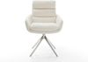 Drehstuhl Abelia-Flex mit Armlehnen Bouclé Soft Beige Kreuzgestell breit Edelstahl 360° drehbar Wippfunktion Bild 2