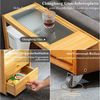 TUWENA Beistelltisch Beistelltisch mit Rollen, Couchtisch Schublade, Nachttisch Stubentisch, Bambus Sofatisch für Wohnzimmer, Schlafzimmer, Balkon, 70 x 30 x 60 cm Bild 3