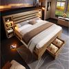 Ulife Massivholzbett Struraumbett Funktionsbett mit LED-Beleuchtung und USB/Type C (Ohne Matratze), Doppelbett, 160x200cm Bild 5