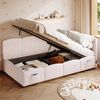 Polsterbett, Kinderbett,Einzelbett, Stauraumbett, Schlafsofa 90x200 cm, mit Lattenrost, USB-Ladegerät, Stautasche, Jugendbett und Erwachsenen-Kinderbett, Samt,rosa (ohne Matratze) Bild 4