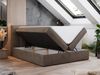 Boxspringbett mit Kopfteil und Topper, Doppelbett - RICO - 140x200cm - Braun Velours - H4 Bild 2