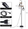 Nettlife Stehlampe Stehleuchte 2 Flammig schwarz Vintage aus Holz 151cm, mit Kippschalter, LED wechselbar, für Wohnzimmer schlafzimmer Esszimmer Büro Bild 3