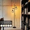 Nettlife Stehlampe Stehleuchte 2 Flammig schwarz Vintage aus Holz 151cm, mit Kippschalter, LED wechselbar, für Wohnzimmer schlafzimmer Esszimmer Büro Bild 2